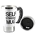 Tera 350ml HOT Stainless Plain Lazy Self Stirring Mug Auto Mixing Tea Coffee Cup White Office Home Gift Novelty with Tera Dust Cloth