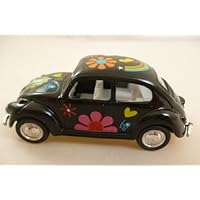 Kandy Toys Black Volkswagen Classical Beetle With Hippy Print (1967) Die Cast Metal 1:64 (hl128)