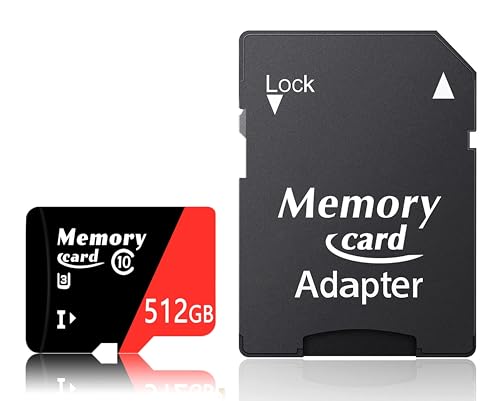 MicroSDXC MicroSD Card 512GB and Adapter Set Full HD & 4K UHD Card Class10 U3 High Speed for Gaming Devices, Android Tablets and Smart Phones