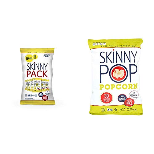 SkinnyPop Popcorn Healthy Snacks Pack, Original/White Chedda/Kettle (Pack of 12)