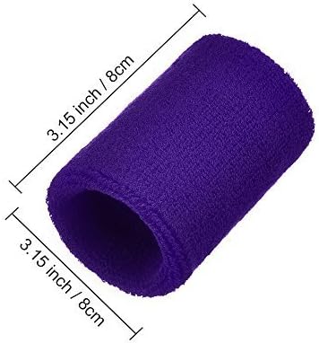 Sweat Band,6 Pair Colourful Wristband Sports Athletic Cotton Sweatbands Elastic Sweatbands for Unisex Women Men Badminton Tennis Football Basketball Running Gym Fitness 8 * 8 CM - Image 3