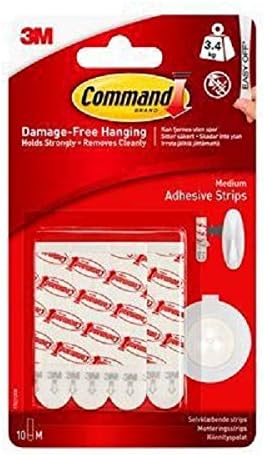 Command Medium Adhesive and Mounting Refill Strips, 10 Strips - Damage Free Hanging - Holds up to 3.4 kg, White