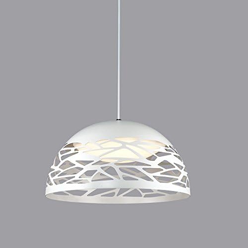 Hollow Semi-Round Iron Chandelier Nordic Postmodern Industrial Style Ceiling Lamp Acrylic LampShade Restaurant Café Single Head Rope Pendant Lamp ( Color : White )