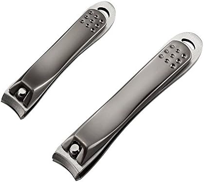 Luoxa Nail Clippers Set Fingernail and Toenail Clipper Cutter,2PCS Stainless Steel Sharp Sturdy trimmer set for Men and Women (Space ash)