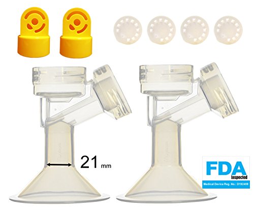 UPC 885155834591, 21 mm 2xOne-Piece Small Breastshield w/ Valve and Membrane for Medela Breast Pumps; Replacement to Medela PersonalFit 21 Breastshield and Personal Fit Connector; Made by Maymom