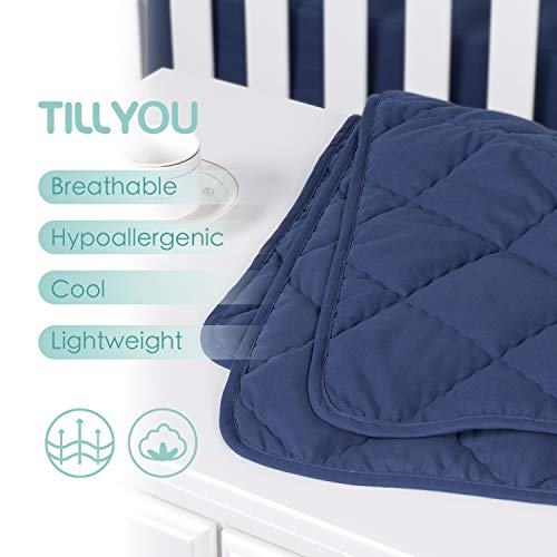 TILLYOU Ultra Soft Microfiber Toddler Quilt- Hypoallergenic Lightweight Baby Quilted Blanket for Boys - 39" x 47" Multi-Use Kids Comforter-Navy Blue - Thumbnail 2