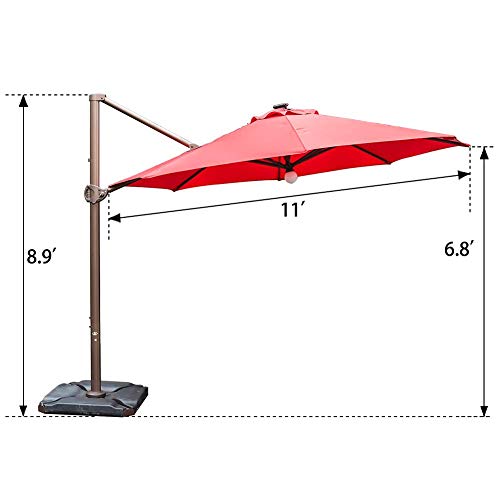 Abba Patio 11 ft Solar Lights Patio Offset Hanging Umbrella Cantilever
