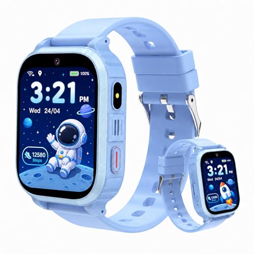 Smartwatch Bambini 4G con GPS e Videochiamate, Orologio Telefono per Bambini con SOS, Localizzazione in Tempo Reale, Modalità Scuola, Fotocamera, Giochi, Sveglia, Impermeabile IP68, Regalo 4-15 Anni