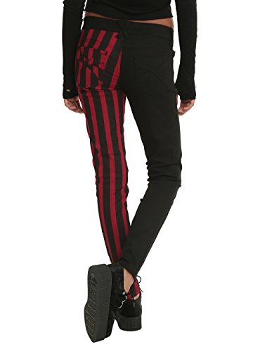 Black Stripes Split Leg Skinny Jeans 