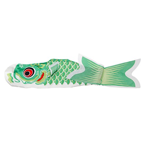 Dabixx Fish Flag, 70cm Koi Nobori Carp Wind Socks Koinobori Colorful Fish Flag Hanging Wall Decor - Green