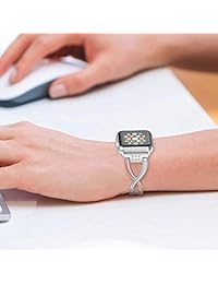 Wearlizer   Pulsera de repuesto de acero inoxidable para mujer, 1.496 in, 1.575 in, 1.654 in, 1.732 in, compatible con Apple Watch, color oro rosa