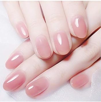Couleur Rose Claire Faux Ongles Gelée Rose Ongles Tête