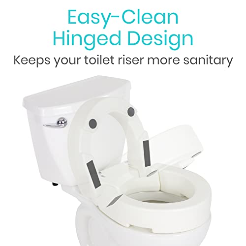 Vive Toilet Seat Riser Raised Elevated Handle (Easy Clean) for Seniors, Elderly, Handicapped