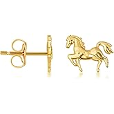 Claddagh Gold 10K & 14K Yellow Horse Stallion Stud Earrings