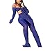 Ophestin Women Sexy Two Piece Outfits Sequins Shiny Long Sleeve V Neck Crop Top Flare Pants Set Jumpsuits Tracksuits Blue L