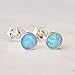 Sterling silver studs blue opal 4mm post earring posts Light Blue