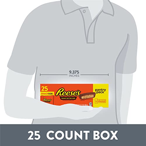 REESE’S MILK CHOCOLATE SNACK SIZE PEANUT BUTTER CUPS, CANDY PANTRY PACK, 13.75 OZ (25 PIECES)