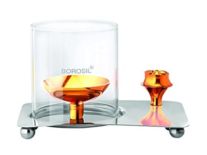 Borosil Glass Aarti Diya (Golden)