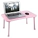 Large Bed Tray NNEWVANTE Multifunction Laptop Desk Lap Desk Foldable Portable Standing Outdoor Camping Table, Breakfast Reading Tray Holder for Couch Floor for Adults/Students/Kids with Handle- Pinkthumb 1