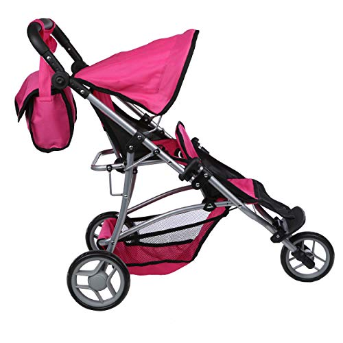 Mommy & me Twin Doll Jogger with Free Carriage Bag, Baby Doll Double Stroller for Baby Dolls