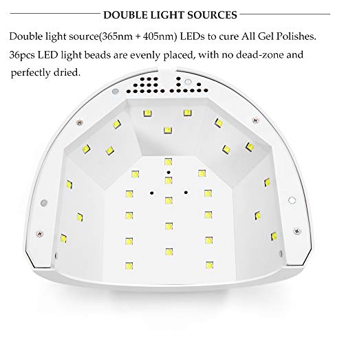 MAGIC ARMOR Nail Dryer 24/48W UV LED Nail Lamp UV Curing Lamp with 3 Timer Setting Auto Sensor for Gel Polish, Bright Painted Surface Easy to Clean (White-48w)