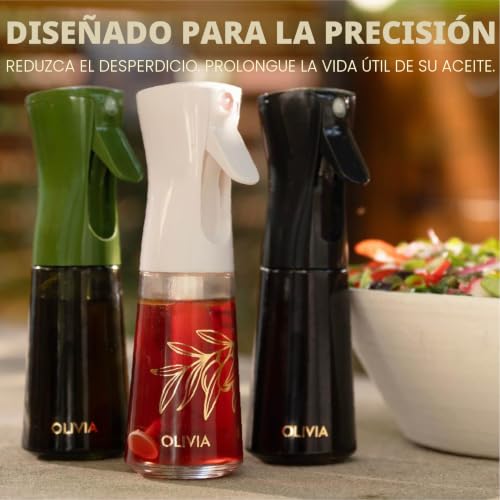 FLAIROSOL OLIVIA Oil Sprayer for Cooking, 200ml Glass Olive Oil Sprayer, Continuous Oil Sprayer Bottle with Portion Control, Barbecue (Golden Leaves)