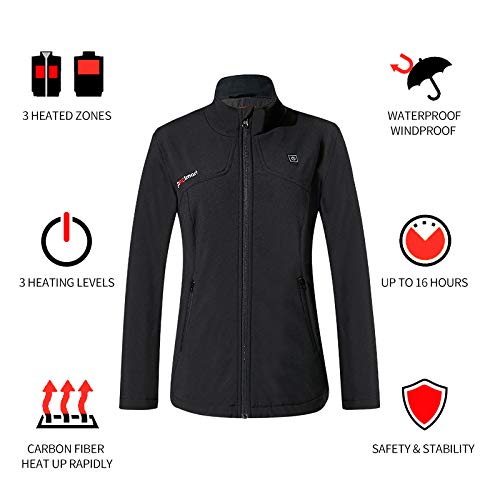 PROSmart Women's Heated Jacket Rechargeable Electric Coat 12V Battery