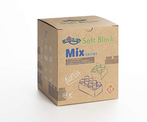 UNiPLAY Mix Series Jumbo Soft Building Blocks - Non-Toxic, & BPA-Free - 24-Piece Multi-Color Set