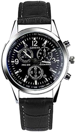 Clearance Sale! Mens Watches,ICHQ Men Quartz Watch On Sale Analog Business Casual Fashion WristWatch Men's Cheap Leather Watch (Black)