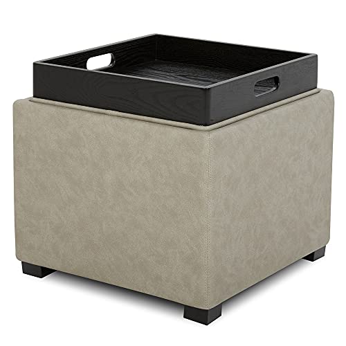 CHITA Storage Ottoman Cube with Tray,Footrest Stool Seat Serve as Side
