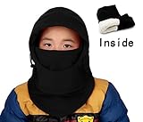 SPRY Kid's Winter Windproof Hat Warm Face Cover Adjustable Balaclava Ski Hat ,Thermal Fleece Inside (Black)