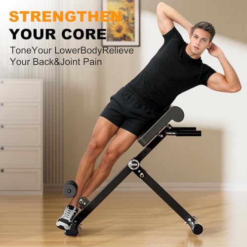 SIRHOME Multi-Function Roman Chair Back Extension Bench for Home Gym | 330 lb Capacity, Foldable Incline Hyperextension Bench, Adjustable Back Exercise for Hamstrings&Lower Back Strength Training