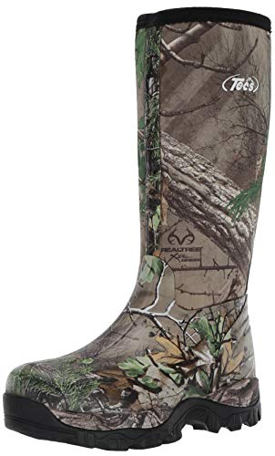 TECS Men's 16" Rubber Boots: Neoprene, Fleece Lining, Waterproof for Hunting, Camping, Fishing, Hiking and The Outdoors, Camo, 10 M US