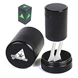 Sealed and Smell-Proof, Metal Airtight Stash Container for Herbs, Spices, and Tobacco with 2 Pollen Scraper Tools inside, Cool, Discreet Storage Jar, Black.