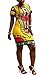 Knight Horse Women Traditional African Print Dashiki Bodycon Plus Size Short Sleeve Dress Yellow X-Large