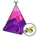 USA Toyz Happy Hut Teepee Tent for Kids - Indoor Pop Up Teepee Kids Playhouse Tents for Boys, Girls, Toddlers with Portable Storage Bag (Pink)