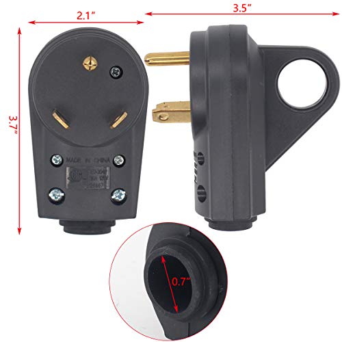 XtremeAmazing 30Amp RV Male and Female Receptacle Plug Electrical Adapter Set with Ergonomic Grip Handle 55245