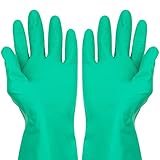 ThxToms Nitrile Chemical Resistant Gloves, Resist Household Acid, Alkali, Solvent and Oil, Latex Rubber Free, 1 Pair Large