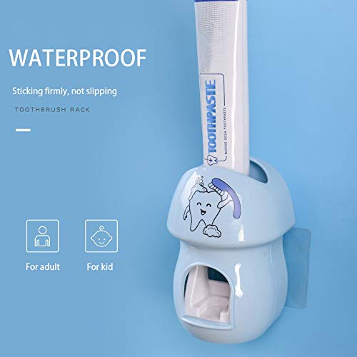BZ Toothbrush Holder Automatic Toothpaste Dispenser Set Kids Hands Free Toothpaste Squeezer for Family Washroom Bathroom