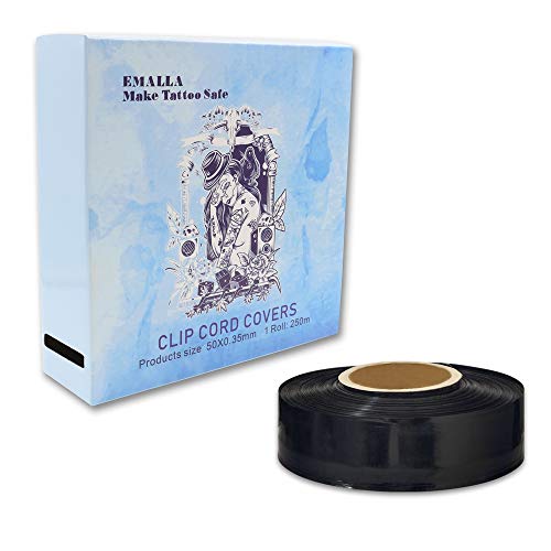 Tattoo Clip Cord Covers Roll - CINRA 250M (820 Ft) Disposable Tattoo Clip Cord Sleeves Bags Covers for Tattoo Accessories,Tattoo Kits,Tattoo Needles,Tattoo Machine Gun Supplies (Black)