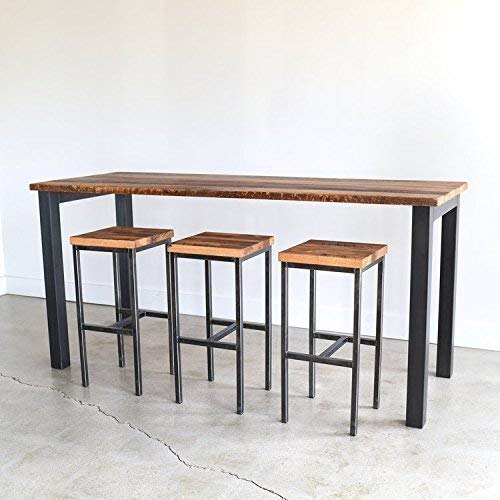 Amazon Com Pub Height Reclaimed Wood Kitchen Table With Steel