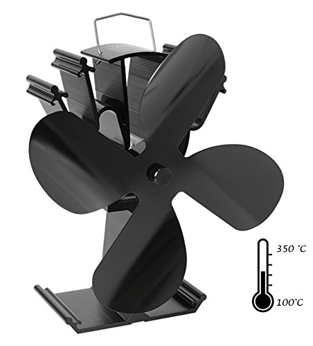Mitsuru Ofenventilator ohne Strom für Holzofen Kamin, 4 Blätter, (4