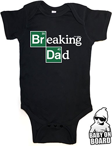 Daft Baby Breaking Dad Funny Onesie Bodysuit & Baby on Board Sticker Black (Newborn)