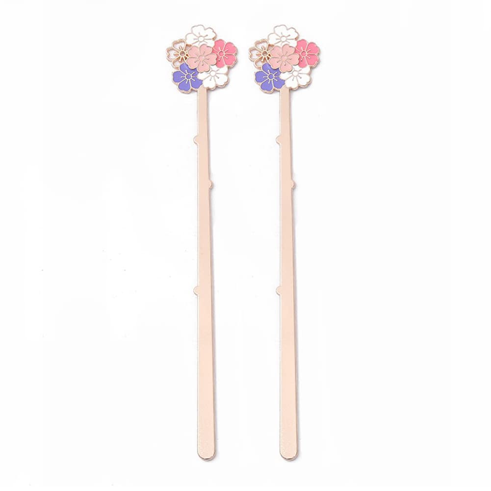 ARFUKA Bookmark Stainless Steel Reading Metal Sakura Flower Bookmark Reading Bookmarks Page Marker Book Marker Gift for Students Teachers Reading Pack of 2