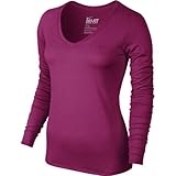 Nike Womens Legend V-Neck Long Sleeve Shirt Sport Fuchsia 683640-607 Size Small