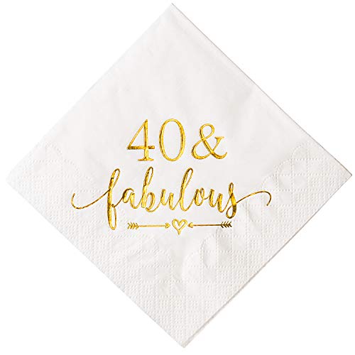 Crisky-40-and-Fabulous-Cocktail-Napkins-Gold-for-Women-40th-Birthday-Decorations-40th-Birthday-Bevergae-Dessert-Table-Supplies-50Pcs-3-Ply