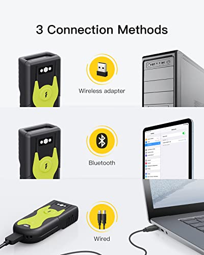 Inateck BCST-42 2D/1D Bluetooth Barcode Reader with USB Adapter 2.4Ghz Scanner On-Screen Code Scanner Portable and with Exclusive Shortcuts