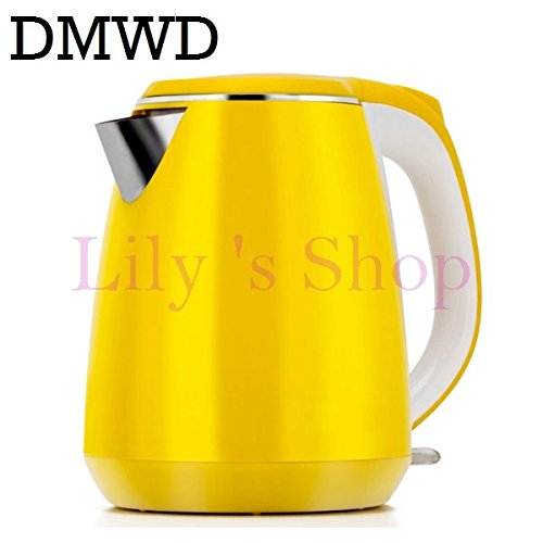 Anti-hot Electric Kettle Stainless Steel Water Heating Kettles Cup Teapot Anti-burning Hot Water Bottle 1800W 1.5L EU US plug 220V (Yellow)
