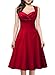 Miusol Women's Cut Out V-Neck Vintage Casual Polka Dot 1950'S Retro Dress (Medium, Red)