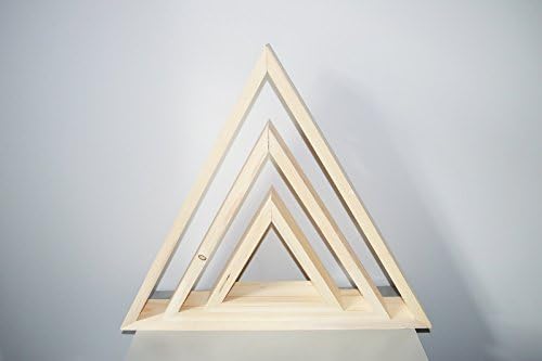 Triangle shelves, love set natural shelf wood-en decor floating geometric shelving wall bathroom
